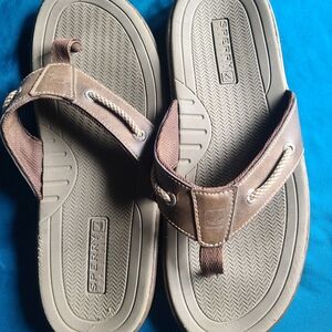 Sperry Brown and Tan Flip Flops